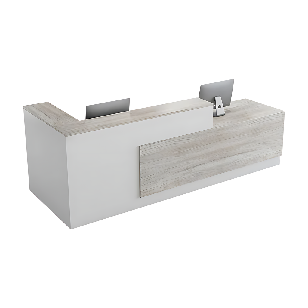 L-Shaped Reception Desk with Colour-Blocked Design