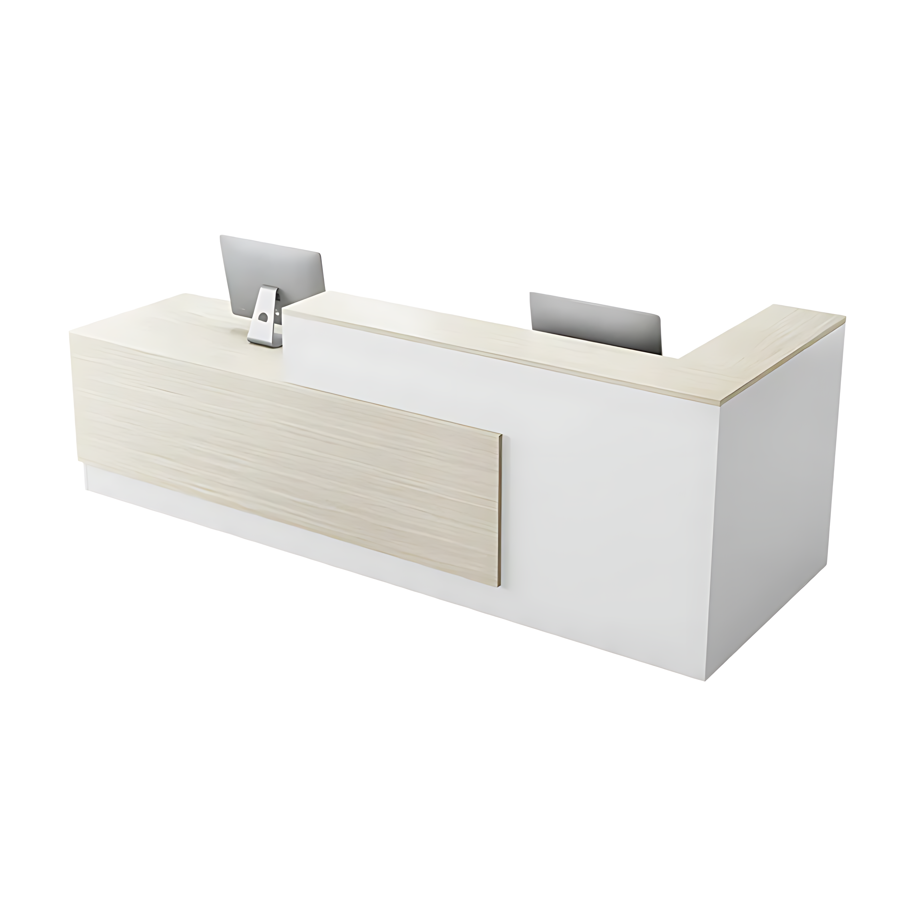 L-Shaped Reception Desk with Colour-Blocked Design