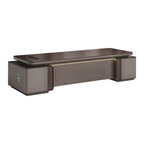 Premium executive desk in warm grey finish designed for modern corporate offices