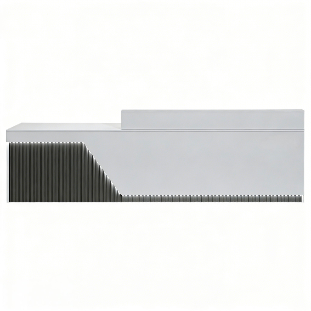 Commercial reception counter with warm LED lighting for professional interiors