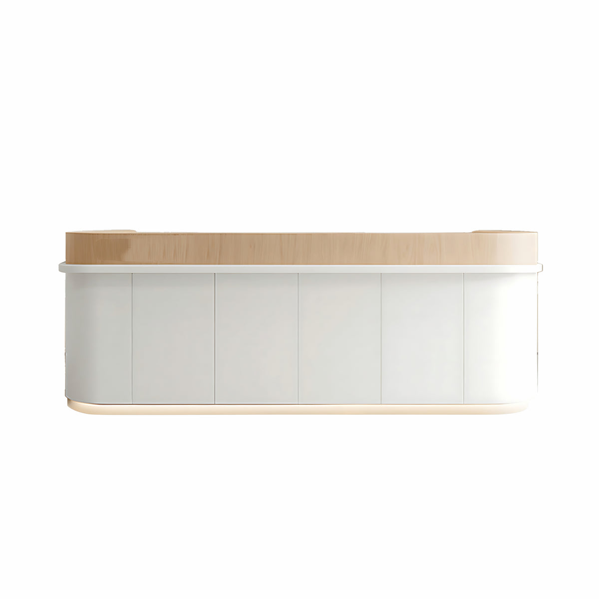 White curved reception desk for modern commercial interiors