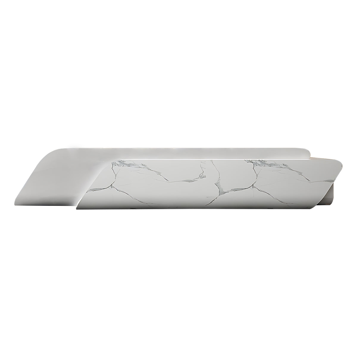 Marble finish curved reception counter with contemporary office design