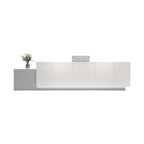 Modern reception counter with grey side panel and contemporary office style