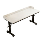 White mobile height adjustable table with black frame for modern commercial offices