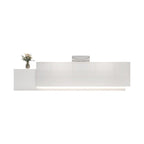 White reception desk with side storage cabinet and integrated LED base