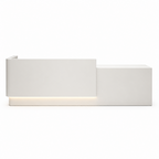 Modern office reception desk isolated on white background with LED base