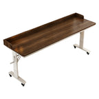 Woodgrain adjustable mobile office table with height adjustment and rear edge